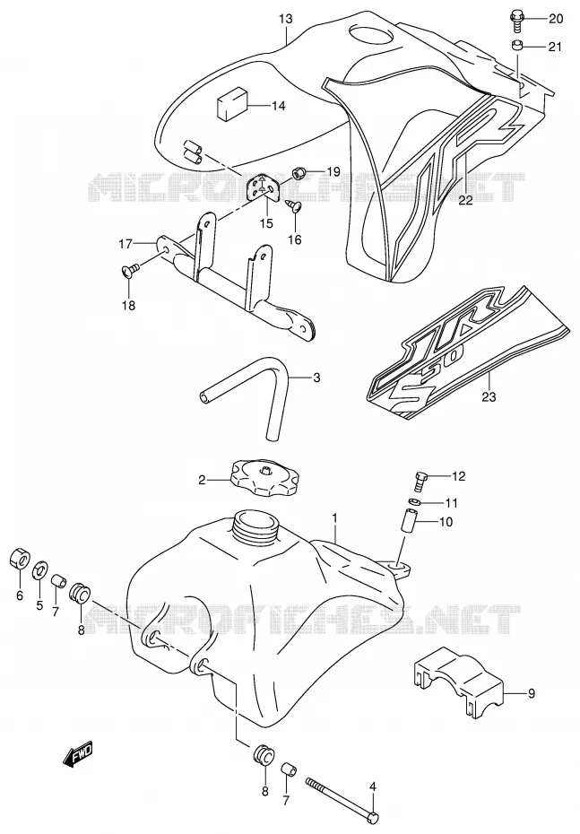 RESERVOIR D'ESSENCE (MODELE Y/K1) Suzuki MOTO 50 JR 2000  JR50Y(P3/P28)