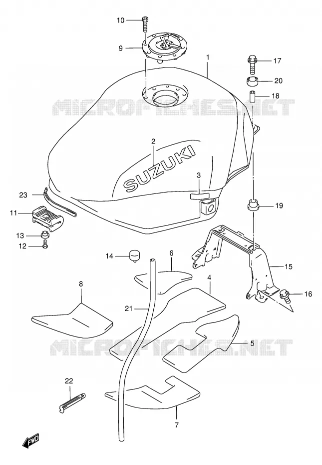 RESERVOIR D'ESSENCE (MODELE Y/K1) Suzuki MOTO 750 GSX-F 2003  GSX750FK3(E2)