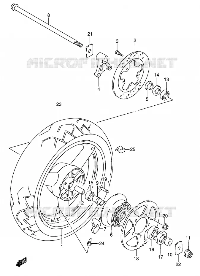 ROUE ARRIERE Suzuki MOTO 750 GSX 2000  GSX750Y(E4)
