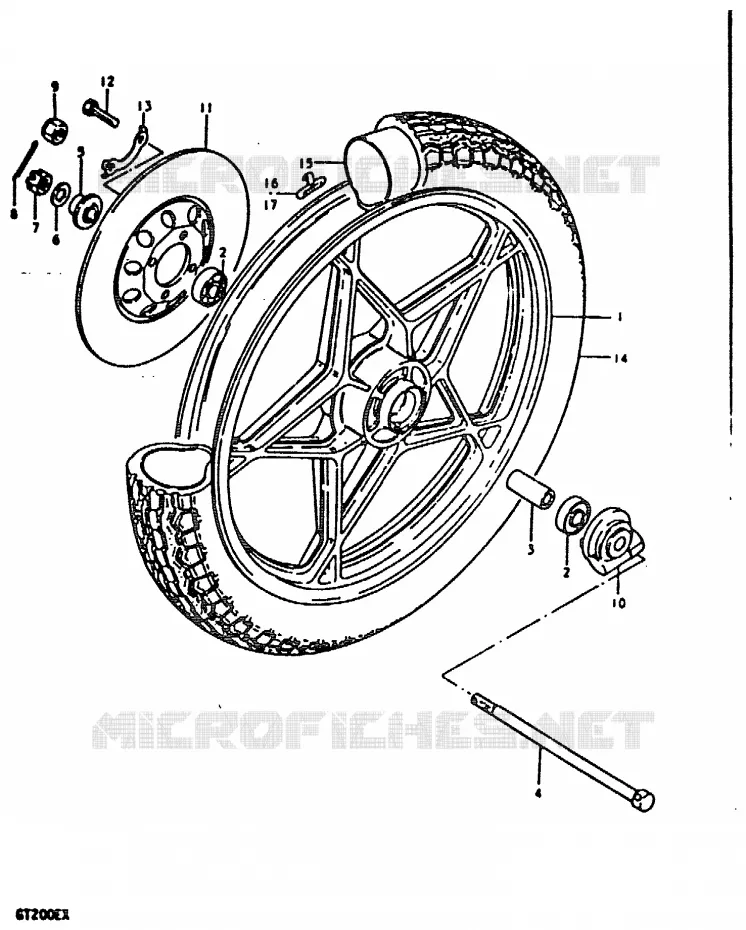 ROUE AVANT (GT200EX) Suzuki MOTO 200 GT 1999  GT200EX(X)