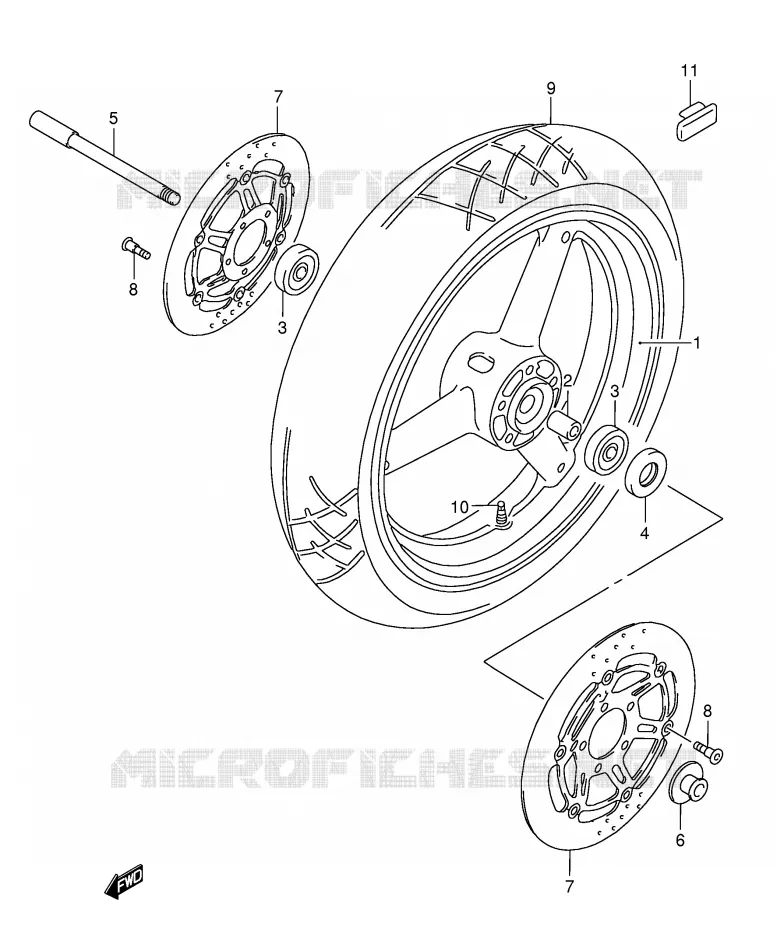 ROUE AVANT (MODELE K3) Suzuki MOTO 600 GSX-F 2001  GSX600FUK1(E2)