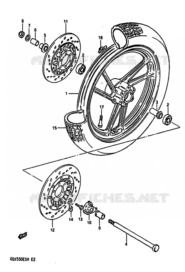 ROUE AVANT Suzuki MOTO 550 GSX-E 1987  GSX550EFH(F/G/H)