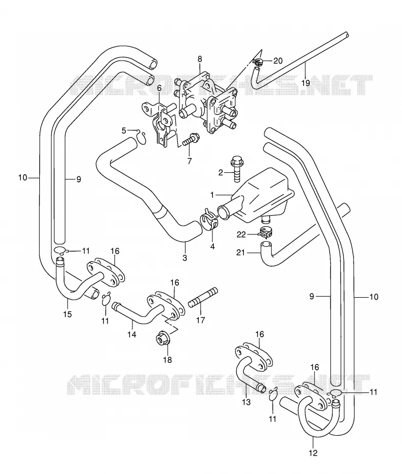 SYSTEME RECYCLAGE GAZ ECHAPPEMENT (E18/E19) Suzuki MOTO 750 GSX-F 1998  GSX750FW(E2)