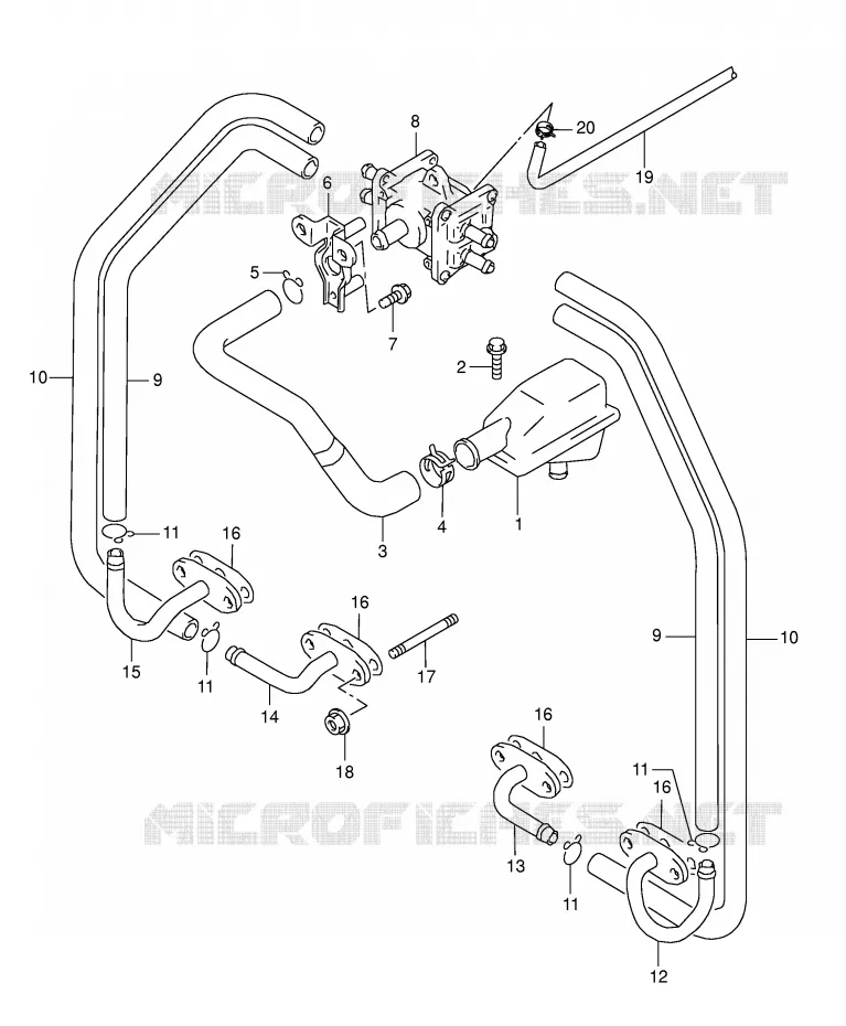 SYSTEME RECYCLAGE GAZ ECHAPPEMENT (E18) Suzuki MOTO 600 GSX-F 1998  GSX600FUW(E2)