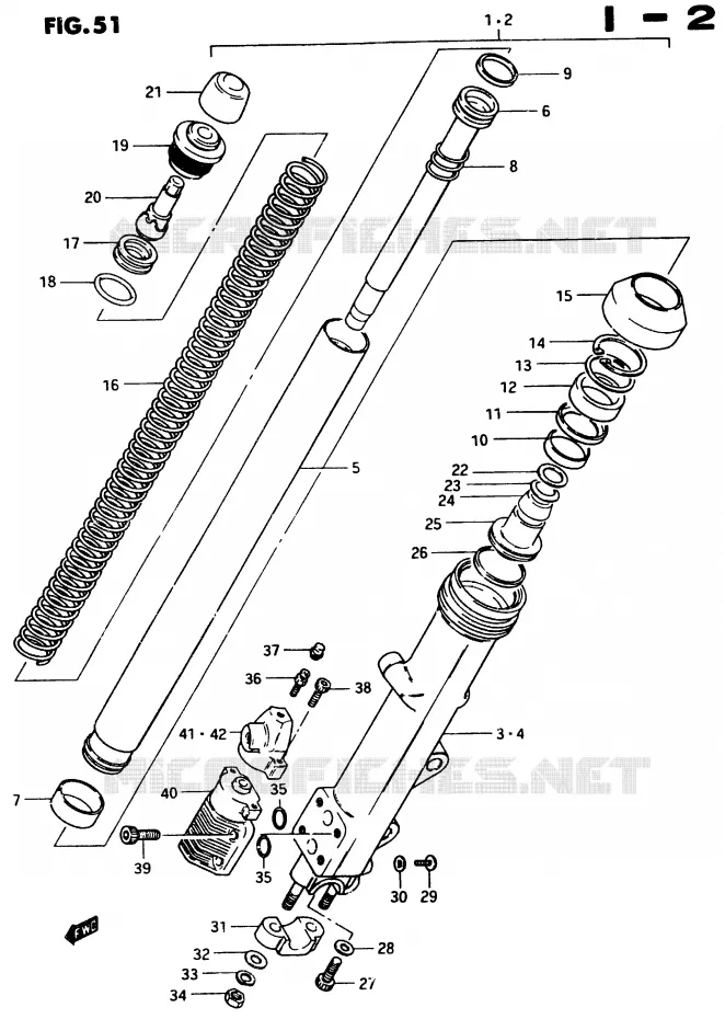 AMORTISSEUR AVANT (MODELE D) Suzuki MOTO 750 GSX-E 1984  GSX750ESE(D/E)