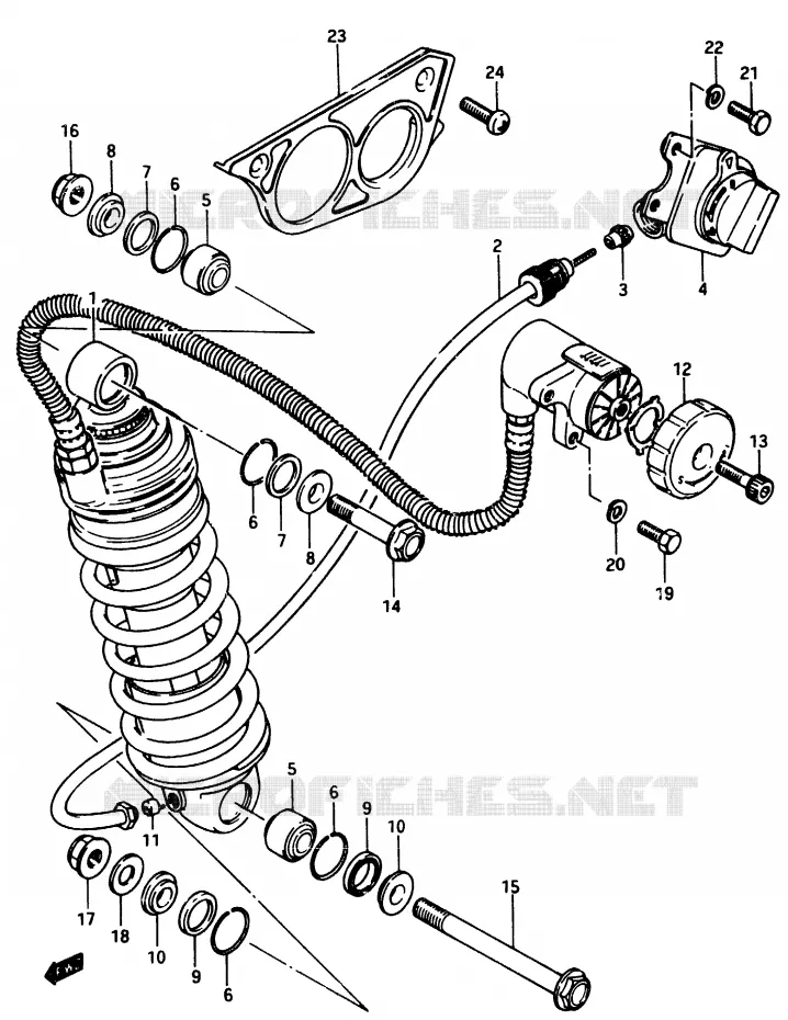 AMORTISSEUR (MODELE E) Suzuki MOTO 750 GSX-E 1984  GSX750EFE(D/E)