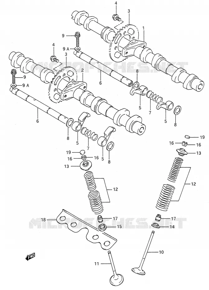 ARBRE A CAMES - SOUPAPES (MODELE N/P/R/S/T) Suzuki MOTO 600 GSX-F 1990  GSX600FUL(E28)