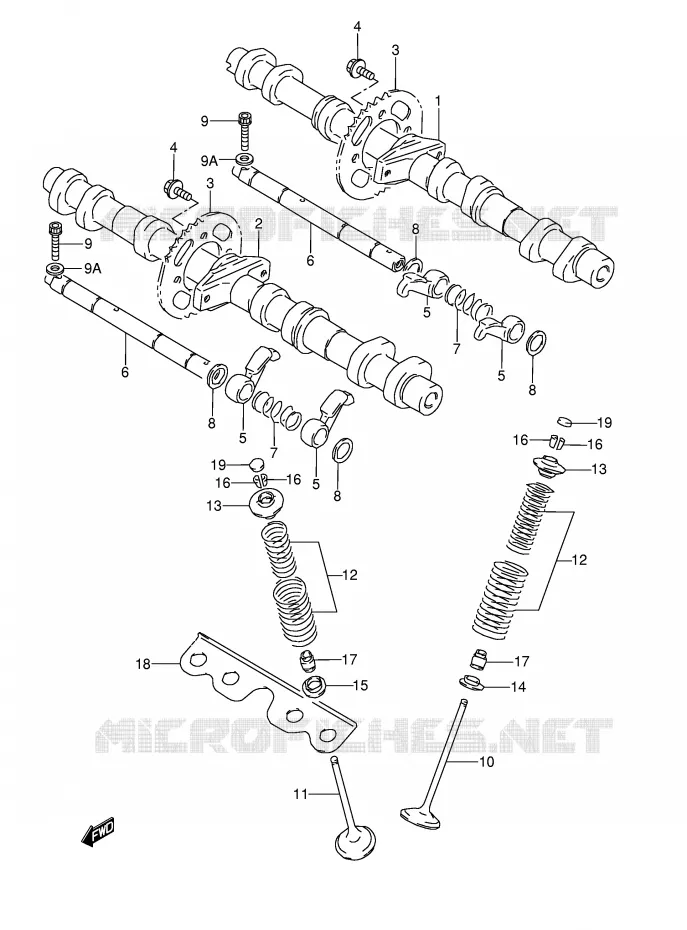 ARBRE A CAMES - SOUPAPES (MODELE N/P/R/S/T) Suzuki MOTO 600 GSX-F 1992  GSX600FUN(E2)