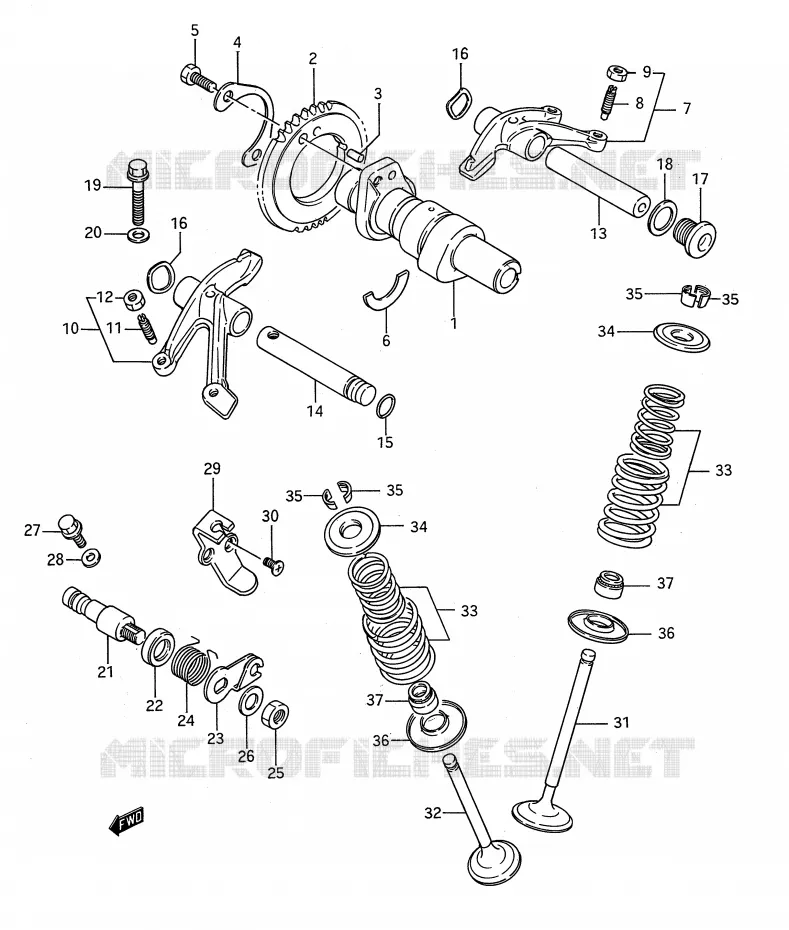 ARBRE A CAMES - SOUPAPES Suzuki MOTO 650 BOULEVARD 1988  LS650PJ(E28)