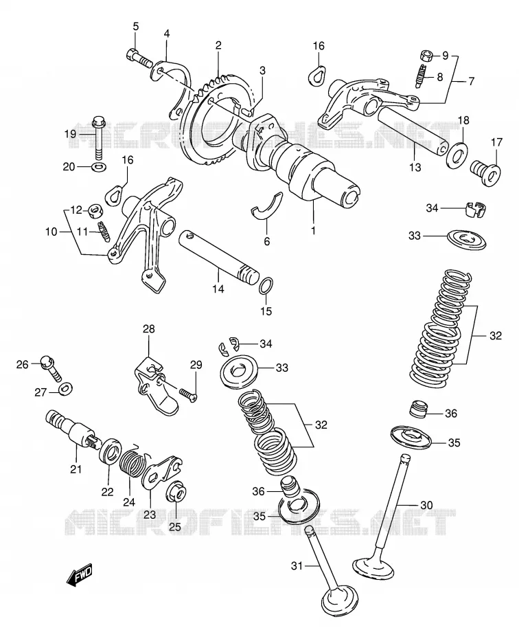 ARBRE A CAMES - SOUPAPES Suzuki MOTO 650 BOULEVARD 2001  LS650PK1(E3/E28)