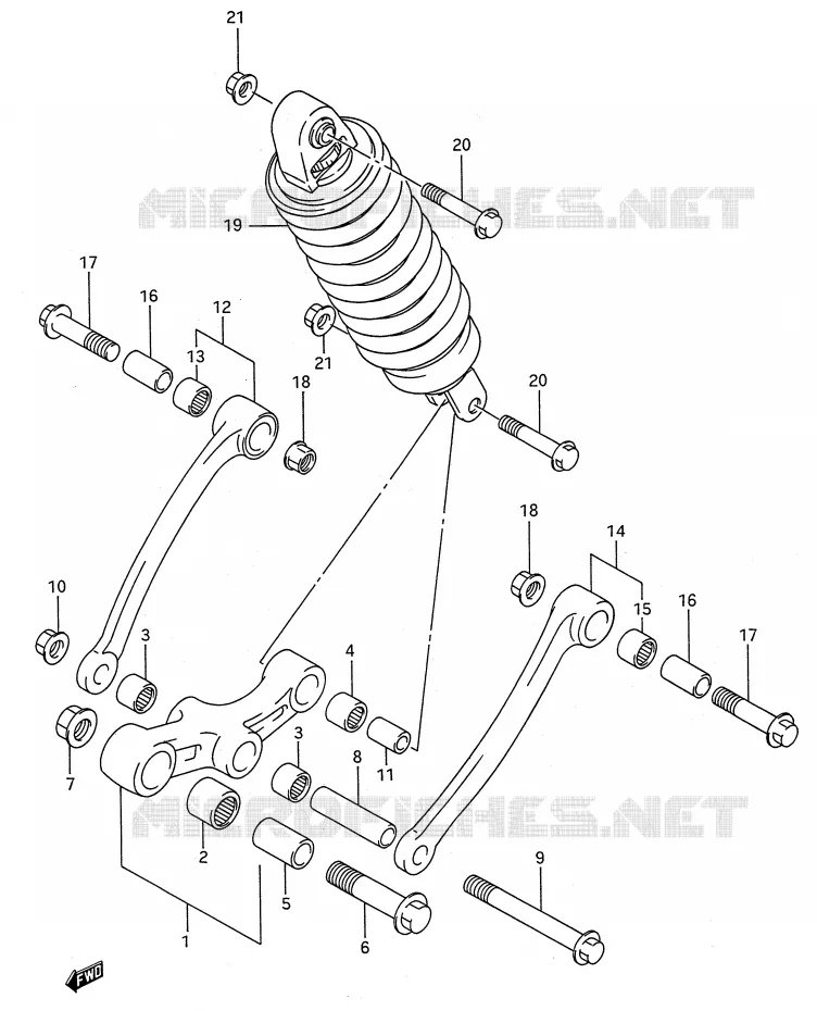 BIELLETTE DE SUSPENSION ARRIERE (MODELE K/L/M/N/P/R/S/T) Suzuki MOTO 600 GSX-F 1991  GSX600FU2M(E28)