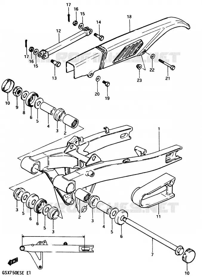 BRAS OSCILLANT ARRIERE (MODELE D) Suzuki MOTO 750 GSX-E 1984  GSX750ESE(D/E)