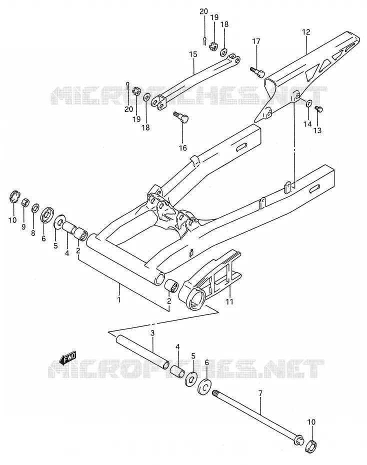 BRAS OSCILLANT ARRIERE Suzuki MOTO 600 GSX-F 1991  GSX600FM(E28)