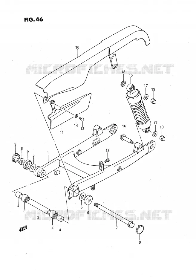 BRAS OSCILLANT ARRIERE Suzuki MOTO 650 SAVAGE 1988  LS650FJ(E2)