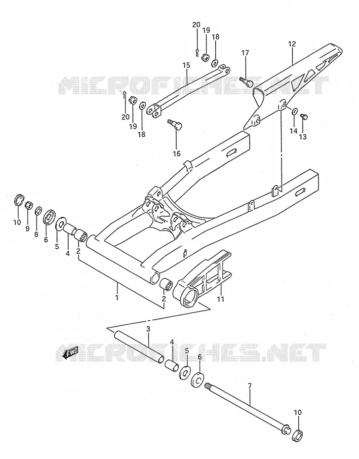 BRAS OSCILLANT ARRIERE Suzuki MOTO 750 GSX-F 1993  GSX750FP(E28)