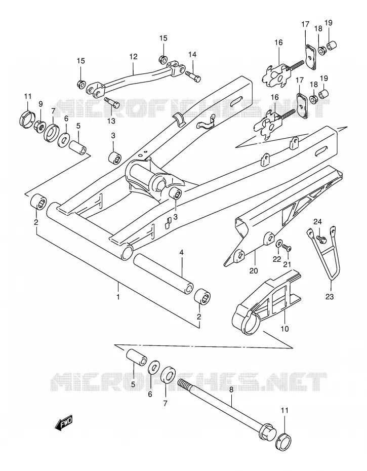 BRAS OSCILLANT ARRIERE Suzuki MOTO 750 GSX-F 2001  GSX750FK1(E2)