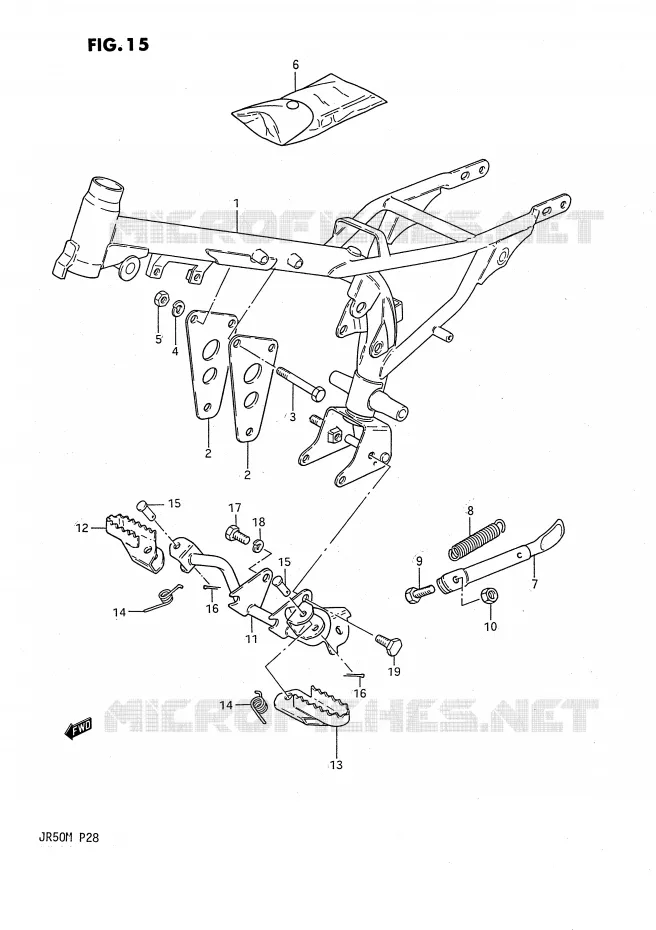 CADRE - REPOSE PIEDS Suzuki MOTO 50 JR 1989  JR50K(P28)