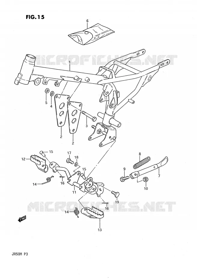 CADRE - REPOSE PIEDS Suzuki MOTO 50 JR 1990  JR50L(P3)