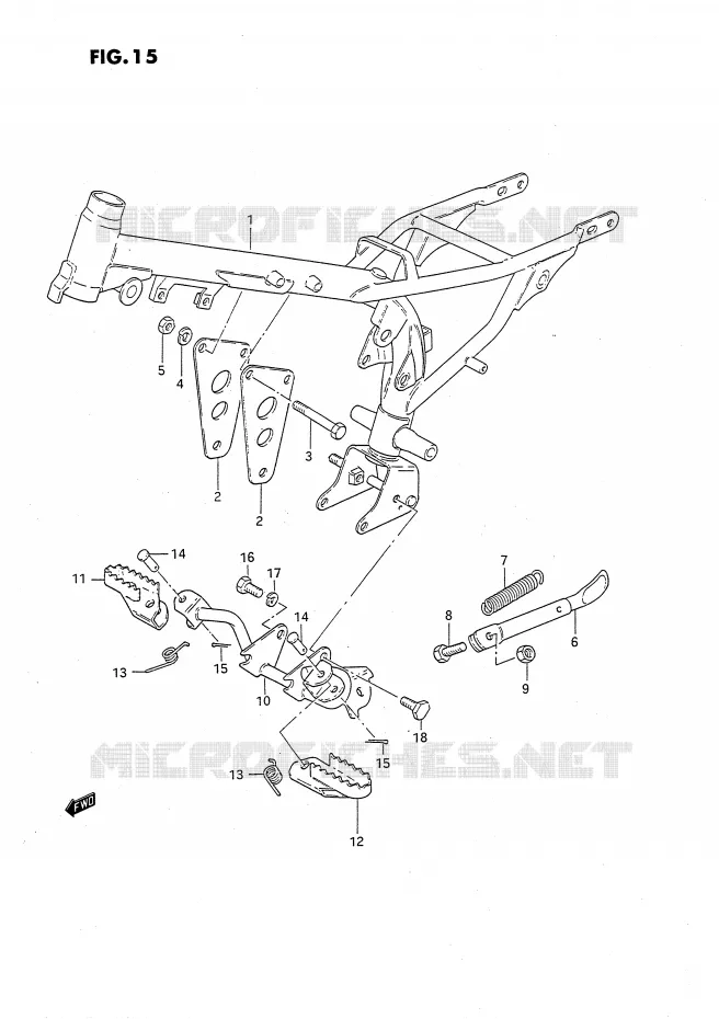 CADRE - REPOSE PIEDS Suzuki MOTO 50 JR 1994  JR50R(P28)