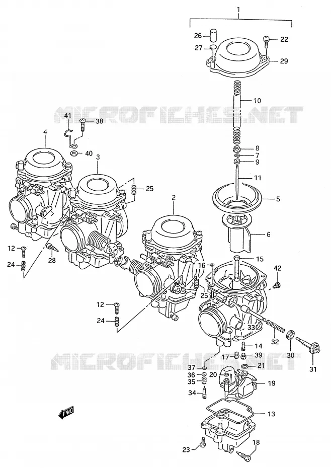 CARBURATEUR (MODELE L/M/N/P/R/S/T) Suzuki MOTO 600 GSX-F 1992  GSX600FUN(E28)