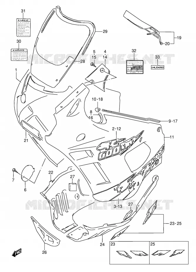 CARENAGES - ETIQUETTES (MODELE S) Suzuki MOTO 600 GSX-F 1988  GSX600FU2J(E2)