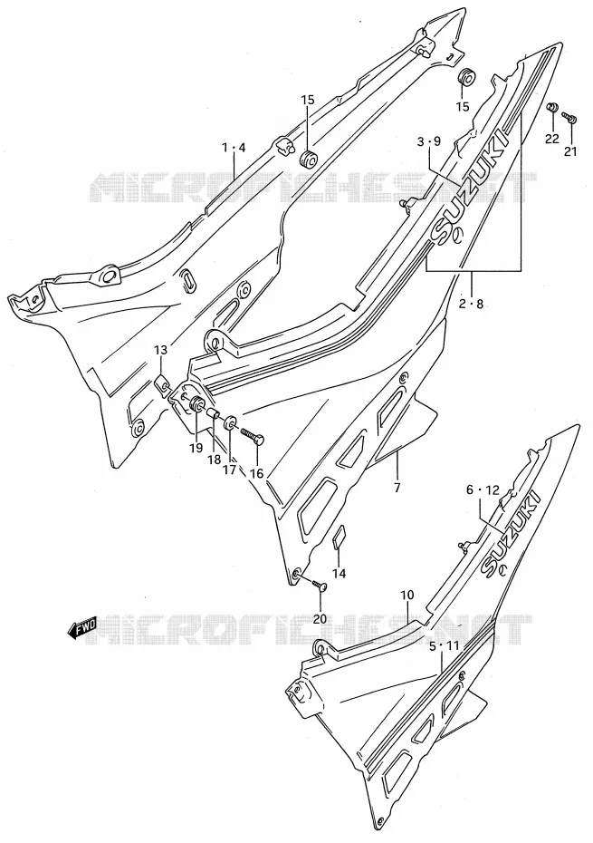 CARENAGES ARRIERE  (MODELE J/K) Suzuki MOTO 600 GSX-F 1991  GSX600FM(E28)