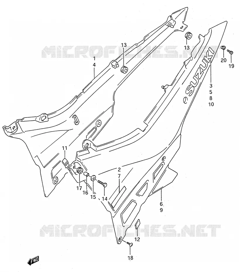 CARENAGES ARRIERE  (MODELE L/M) Suzuki MOTO 600 GSX-F 1996  GSX600FT(E28)