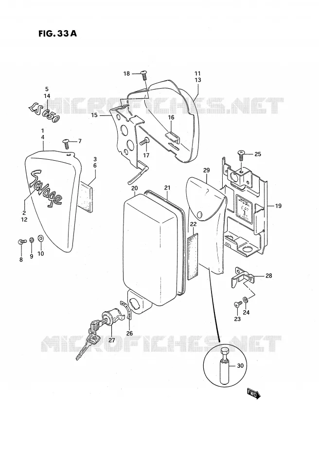 CARENAGES ARRIERE  (MODELE M/R) Suzuki MOTO 650 SAVAGE 1989  LS650FK(E2)