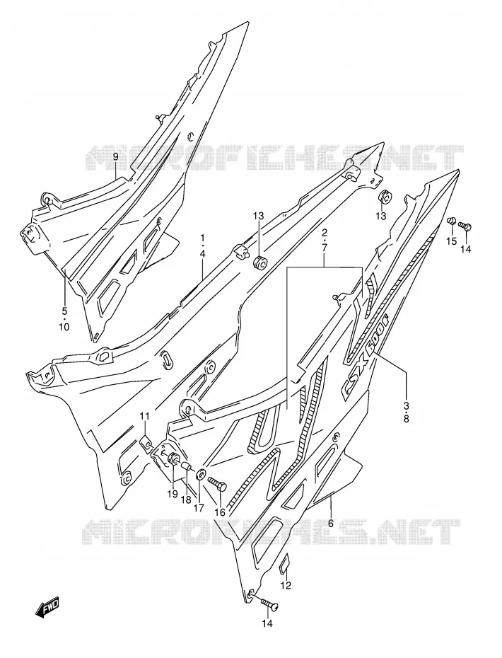 CARENAGES ARRIERE  (MODELE N/P) Suzuki MOTO 600 GSX-F 1990  GSX600FU2L(E2)