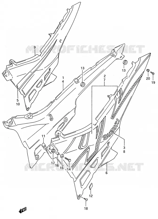 CARENAGES ARRIERE  (MODELE N/P) Suzuki MOTO 600 GSX-F 1991  GSX600FUM(E28)