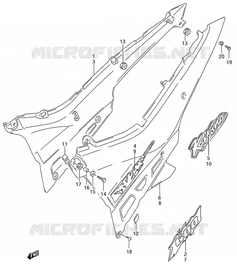 CARENAGES ARRIERE  (MODELE R/S) Suzuki MOTO 600 GSX-F 1989  GSX600FK(E28)