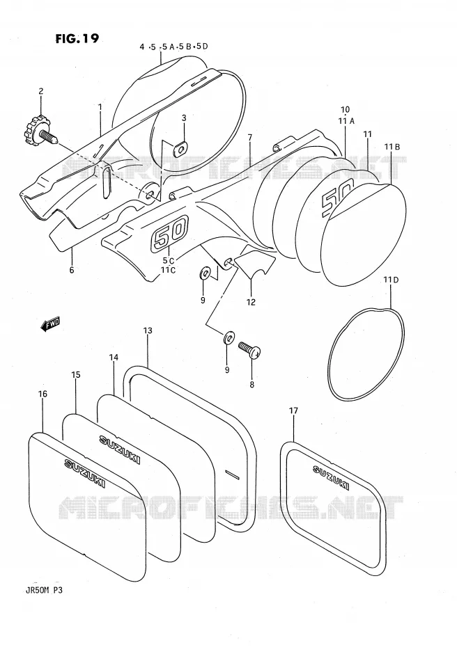 CARENAGES ARRIERE Suzuki MOTO 50 JR 1984  JR50E(P3)