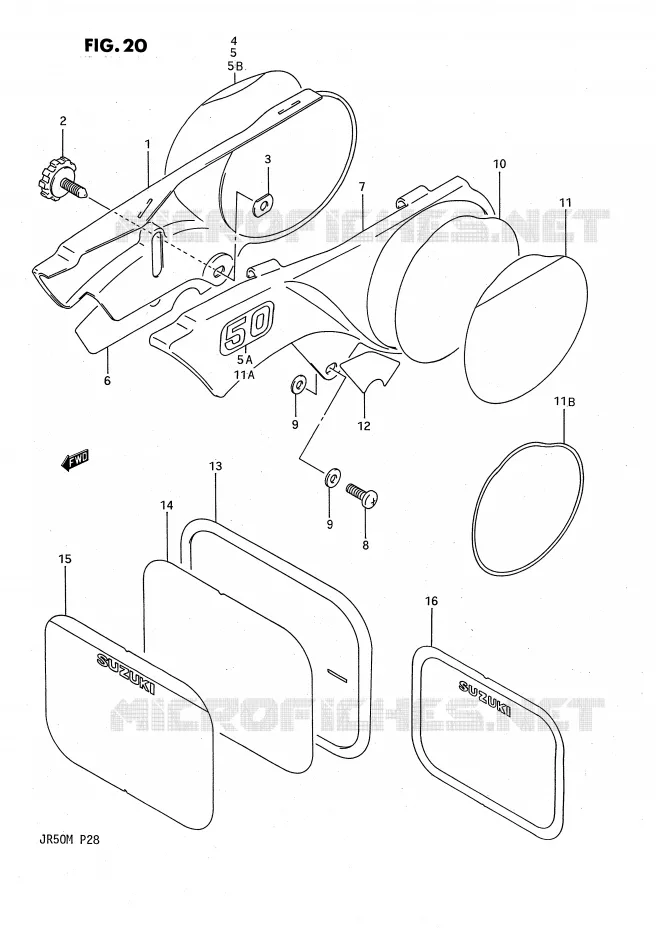 CARENAGES ARRIERE Suzuki MOTO 50 JR 1985  JR50F(P28)