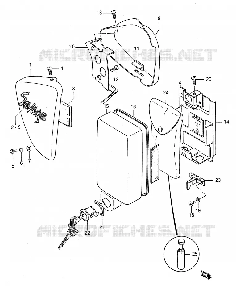 CARENAGES ARRIERE Suzuki MOTO 650 BOULEVARD 1986  LS650FG(E28)