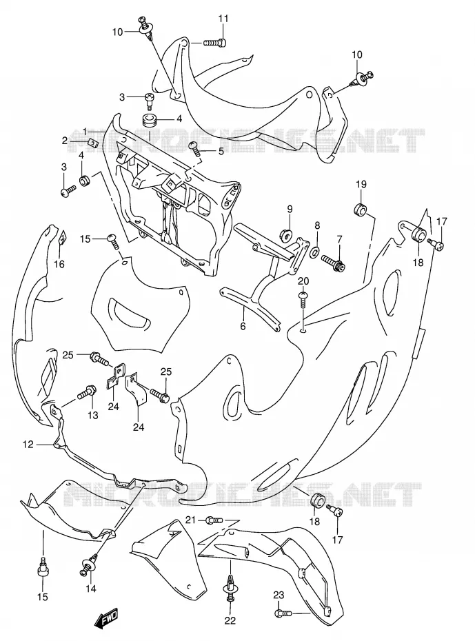 CARENAGES ET SUPPORTS AVANT Suzuki MOTO 600 GSX-F 2005  GSX600FK5(E2)