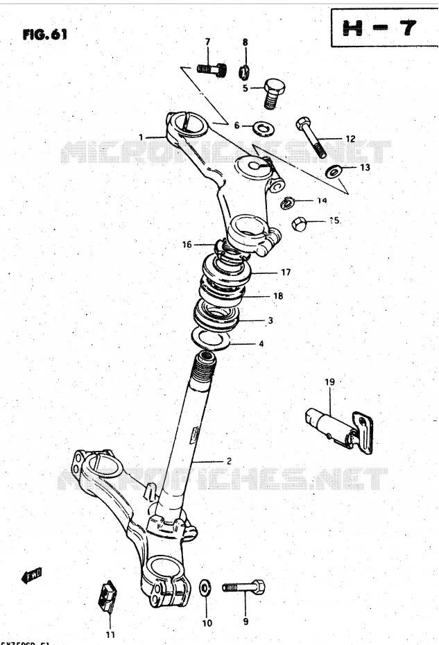 COLONNE DE DIRECTION (MODELE D) Suzuki MOTO 750 GSX-S 1983  GSX750SD(E1)