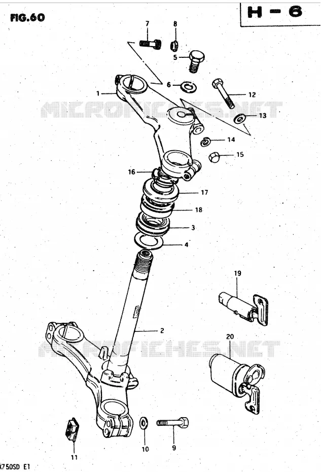 COLONNE DE DIRECTION (MODELE Z) Suzuki MOTO 750 GSX-S 1983  GSX750SD(E1)