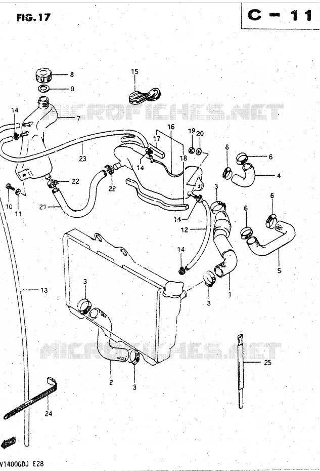 DURITES DE RADIATEUR - VASE D'EXPANSION Suzuki MOTO 1400 CAVALCADE 1988  GV1400GCJ(DG-DJ/CJ)