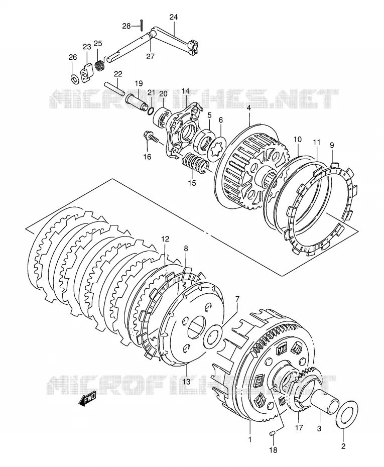 EMBRAYAGE Suzuki MOTO 650 BOULEVARD 1998  LS650PW(E3/E28)