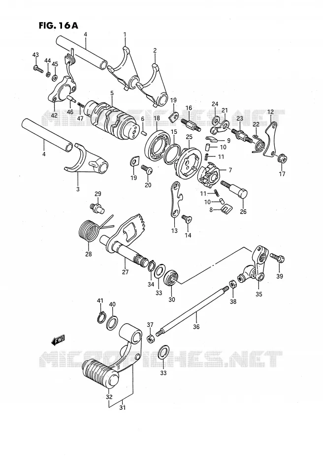 ENSEMBLE DE SELECTION DE VITESSES (MODEL M/R E2,E15,E16,E17,E18,E22,E25,E39) Suzuki MOTO 650 SAVAGE 1990  LS650PL(E2)
