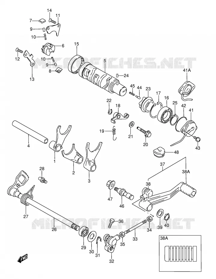 ENSEMBLE DE SELECTION DE VITESSES Suzuki MOTO 600 GSX-F 1995  GSX600FUS(E2)