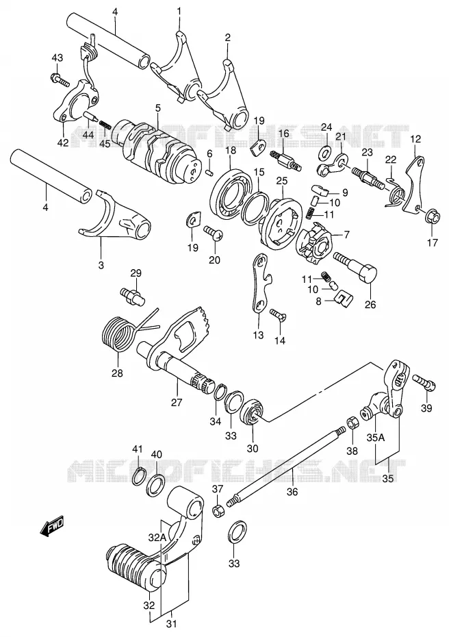 ENSEMBLE DE SELECTION DE VITESSES Suzuki MOTO 650 BOULEVARD 2004  LS650PK4(E3/E28)