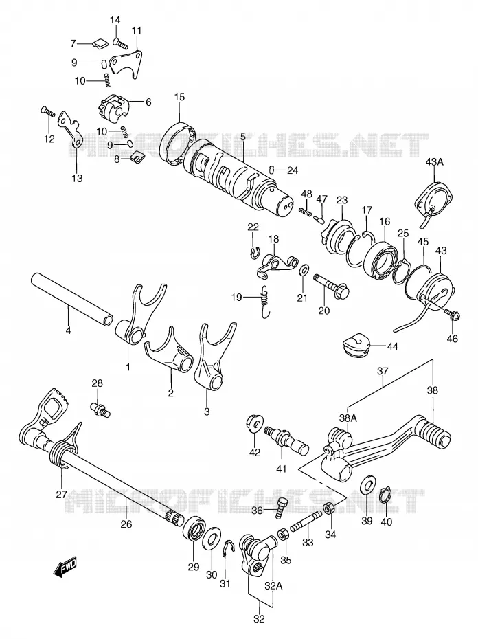 ENSEMBLE DE SELECTION DE VITESSES Suzuki MOTO 750 GSX-F 1995  GSX750FS(E2)