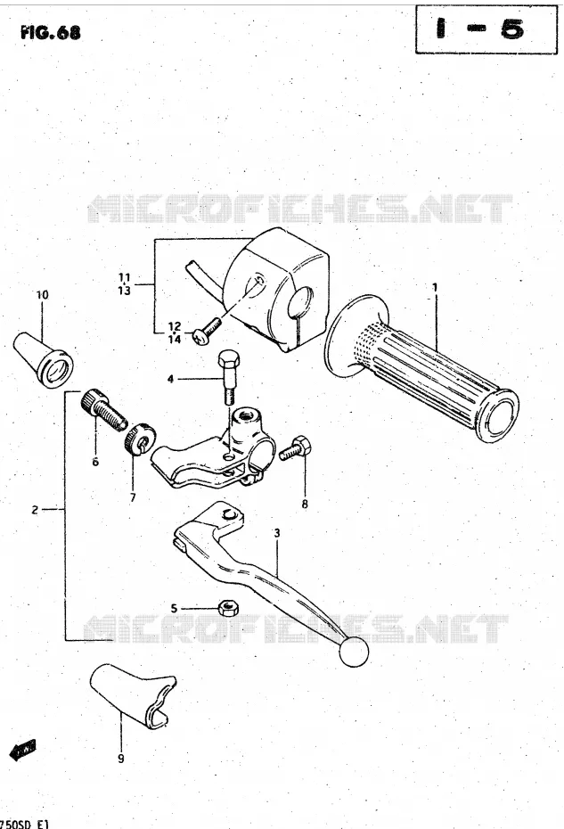 ENSEMBLE POIGNEE GAUCHE (MODELE Z) Suzuki MOTO 750 GSX-S 1983  GSX750SD(E1)