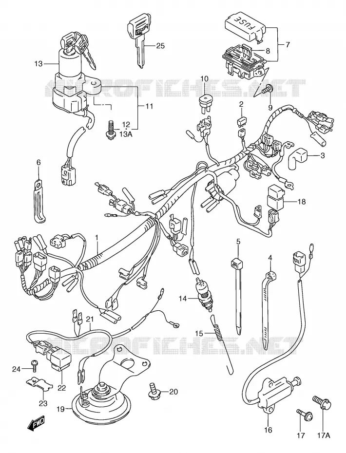 FAISCEAU ELECTRIQUE (MODELE K/L/M/N/P/R) Suzuki MOTO 750 GSX-F 1994  GSX750FR(E2)