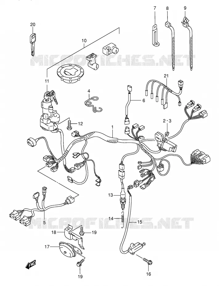 FAISCEAU ELECTRIQUE (MODELE K3) Suzuki MOTO 750 GSX-F 1998  GSX750FW(E2)