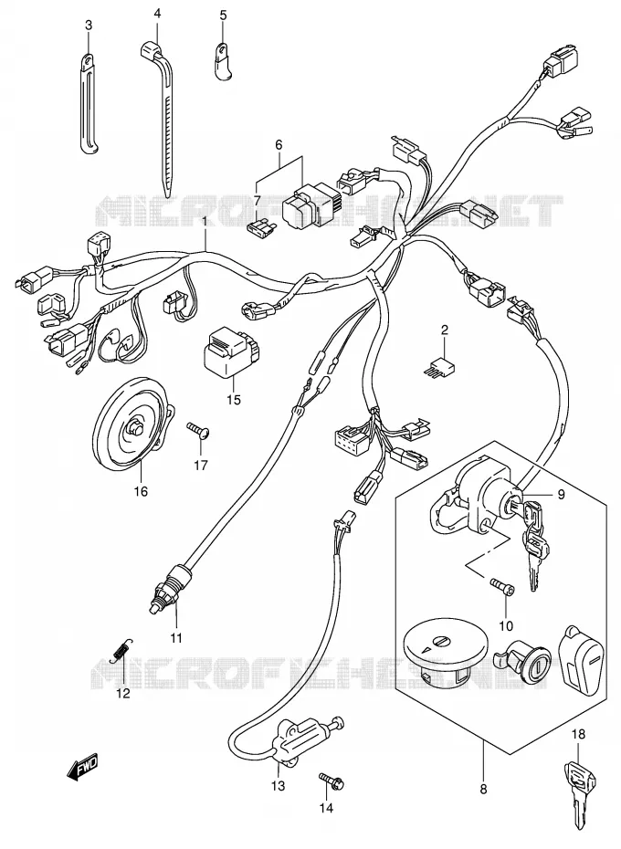 FAISCEAU ELECTRIQUE (MODELE K4) Suzuki MOTO 650 BOULEVARD 2004  LS650PK4(E3/E28)