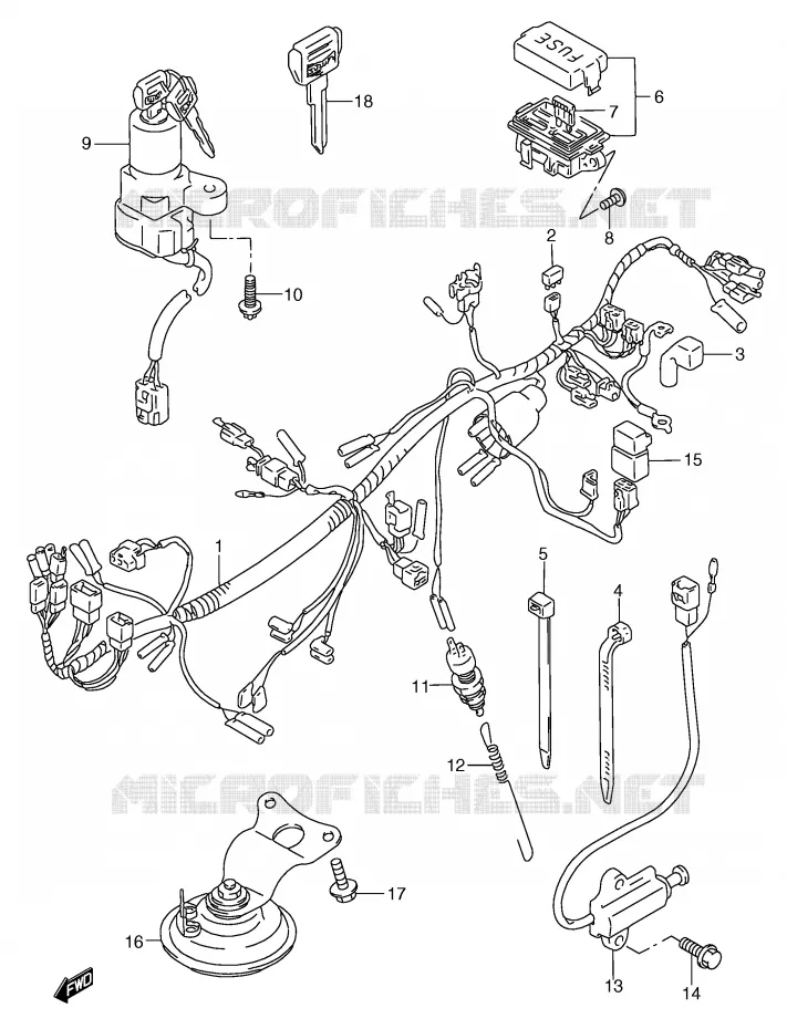 FAISCEAU ELECTRIQUE (MODELE S/T) Suzuki MOTO 750 GSX-F 1996  GSX750FT(E2)
