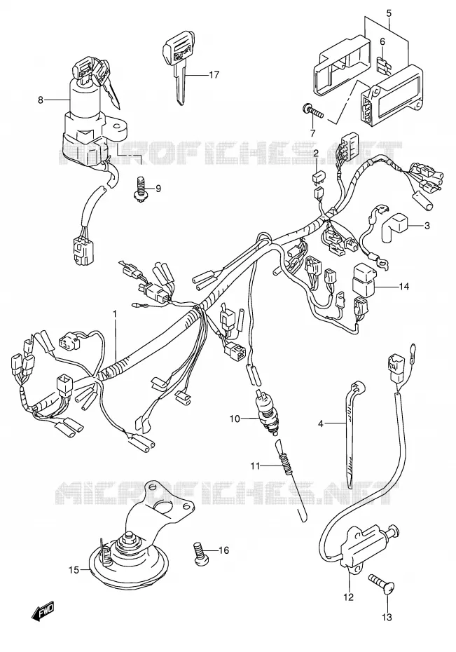 FAISCEAU ELECTRIQUE (MODELE T) Suzuki MOTO 600 GSX-F 1991  GSX600FUM(E2)