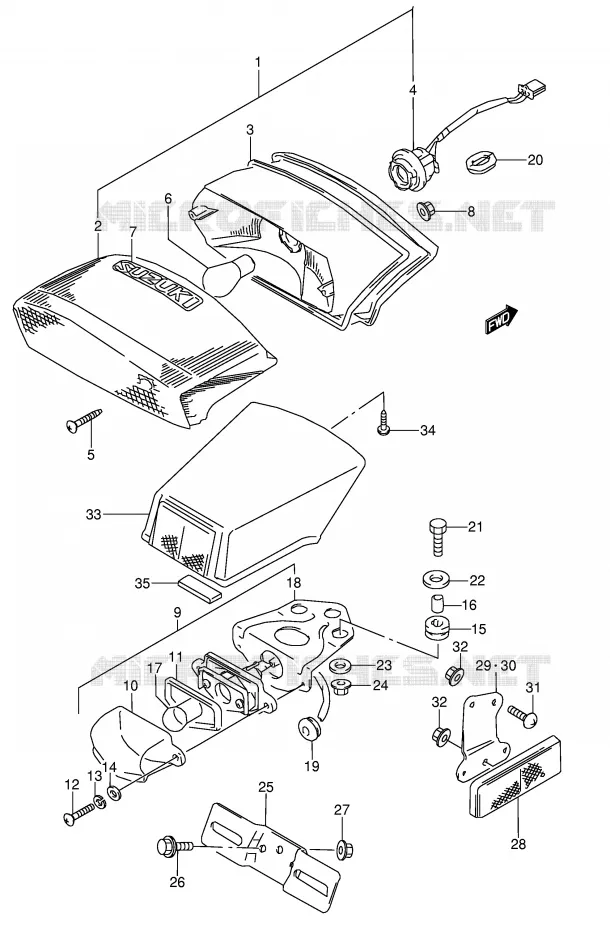 FEU ARRIERE (MODELE J/K/L/M/N) Suzuki MOTO 600 GSX-F 1992  GSX600FUN(E2)